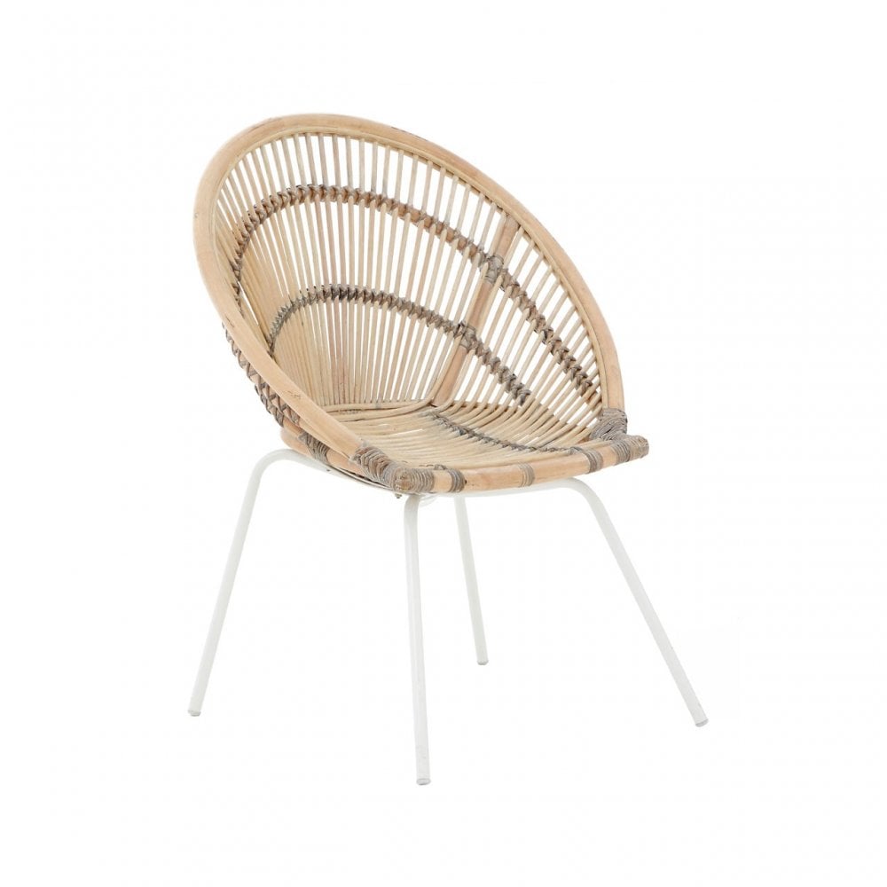 Lagom White Iron Washed Rattan Chair  Natural