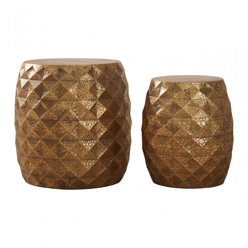 Reza Multi-Faceted Drum Stools Gold