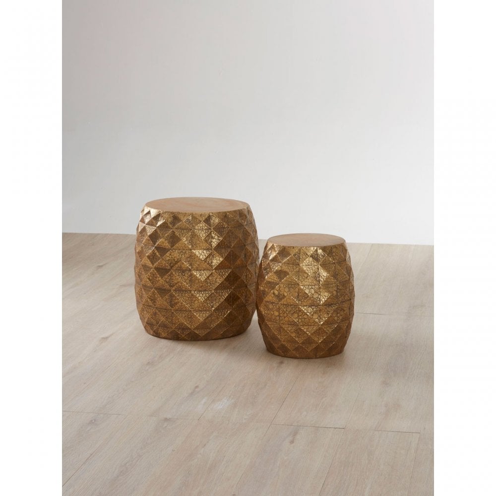 Reza Multi-Faceted Drum Stools Gold