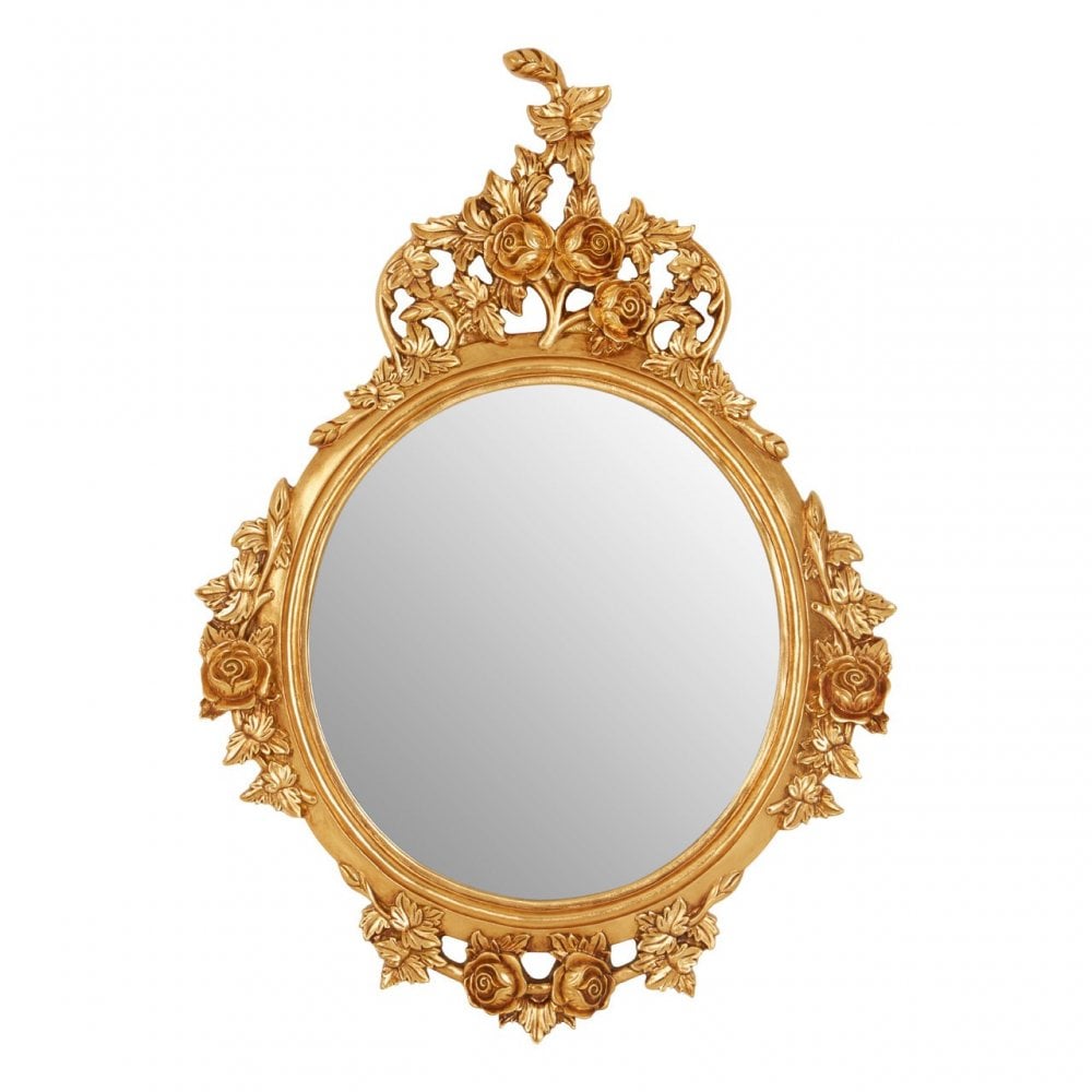 LaMon LaMon Marseille Gold Finish Round Wall Mirror Gold