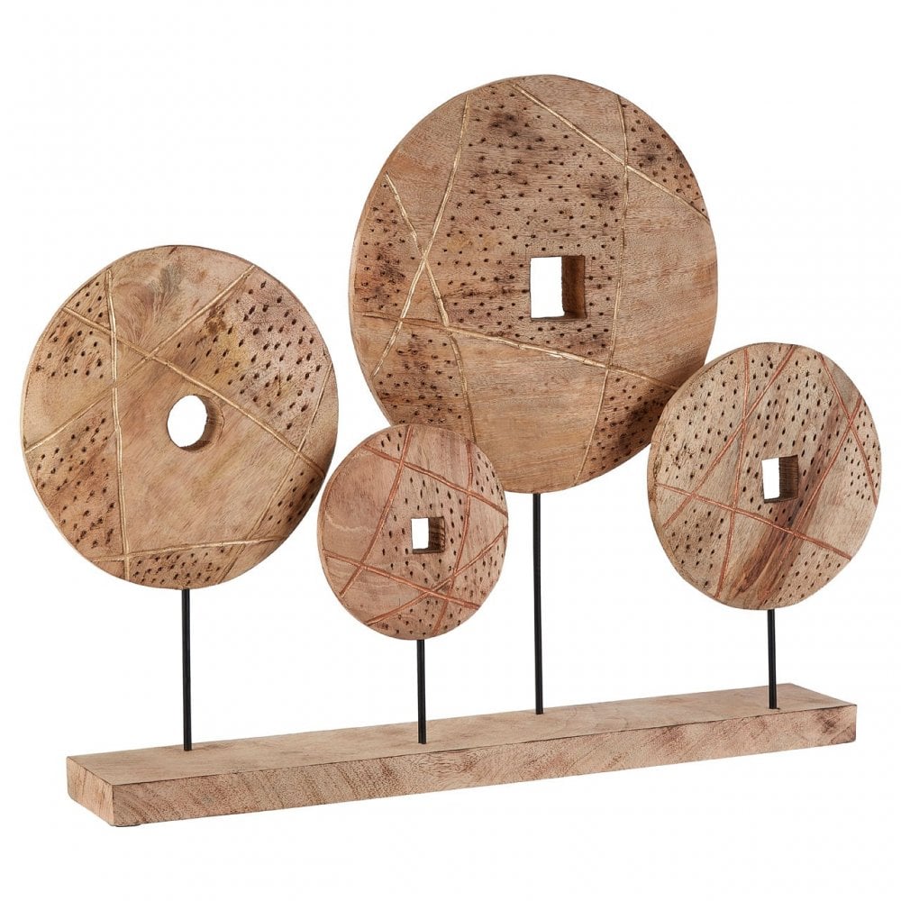 Elementi 4 Disc Wooden Sculpture Natural