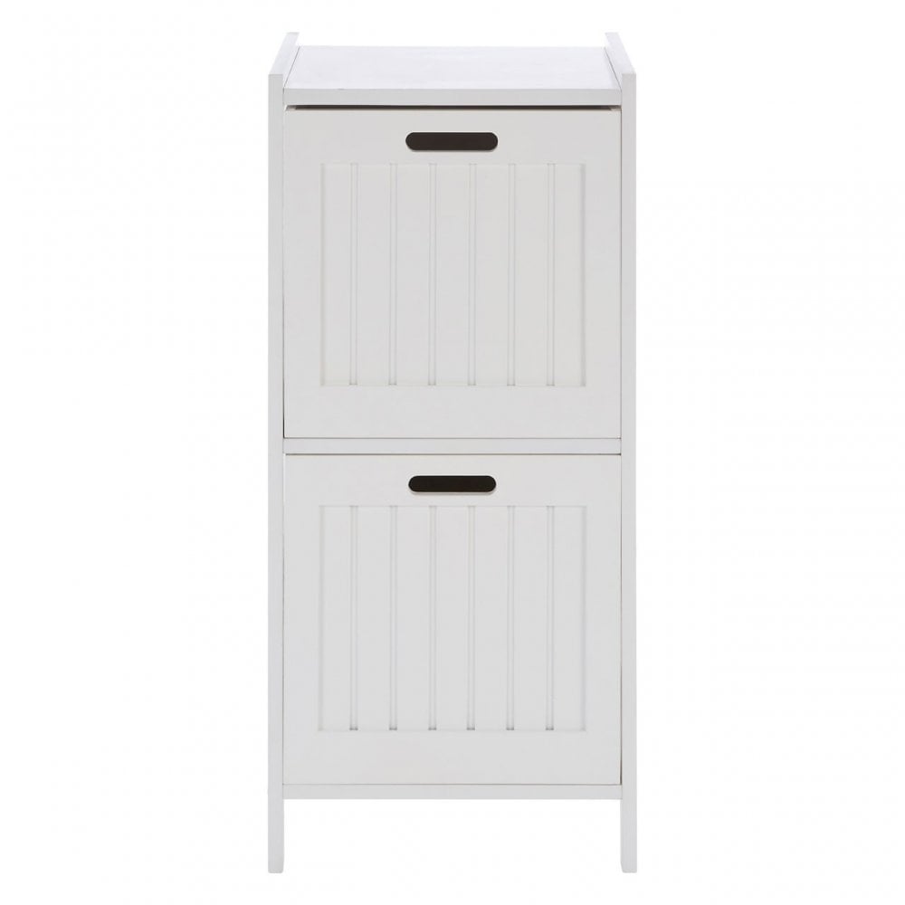 2 Drawer Rustic Bathroom Shelf Unit White