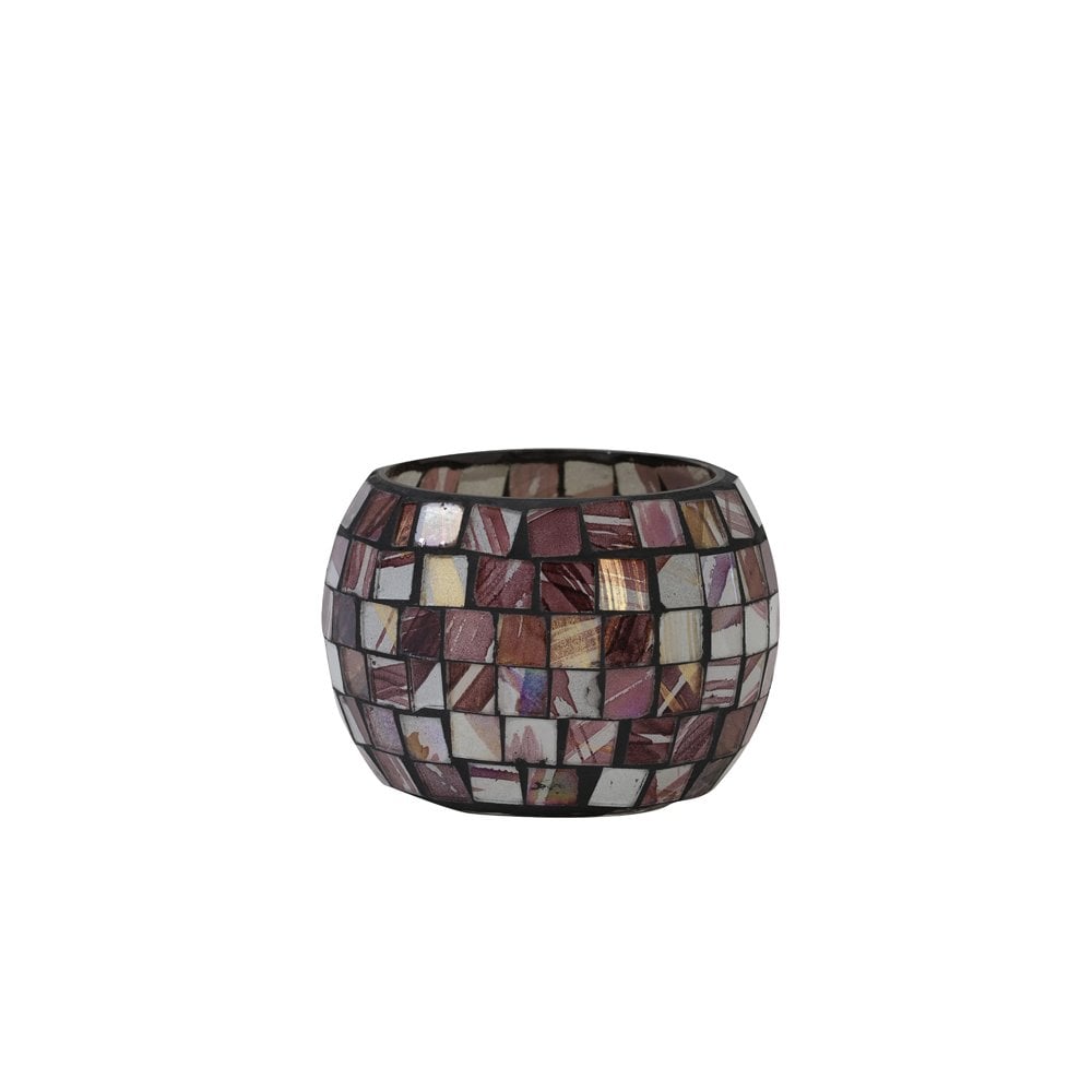 Tealight 8x6.5cm Tyson Purple White & Grey