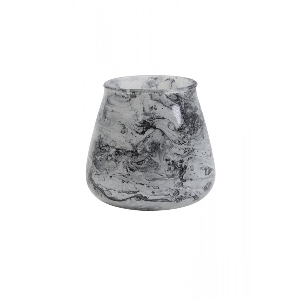 Tealight 9x9cm Valey White Zwart Marble