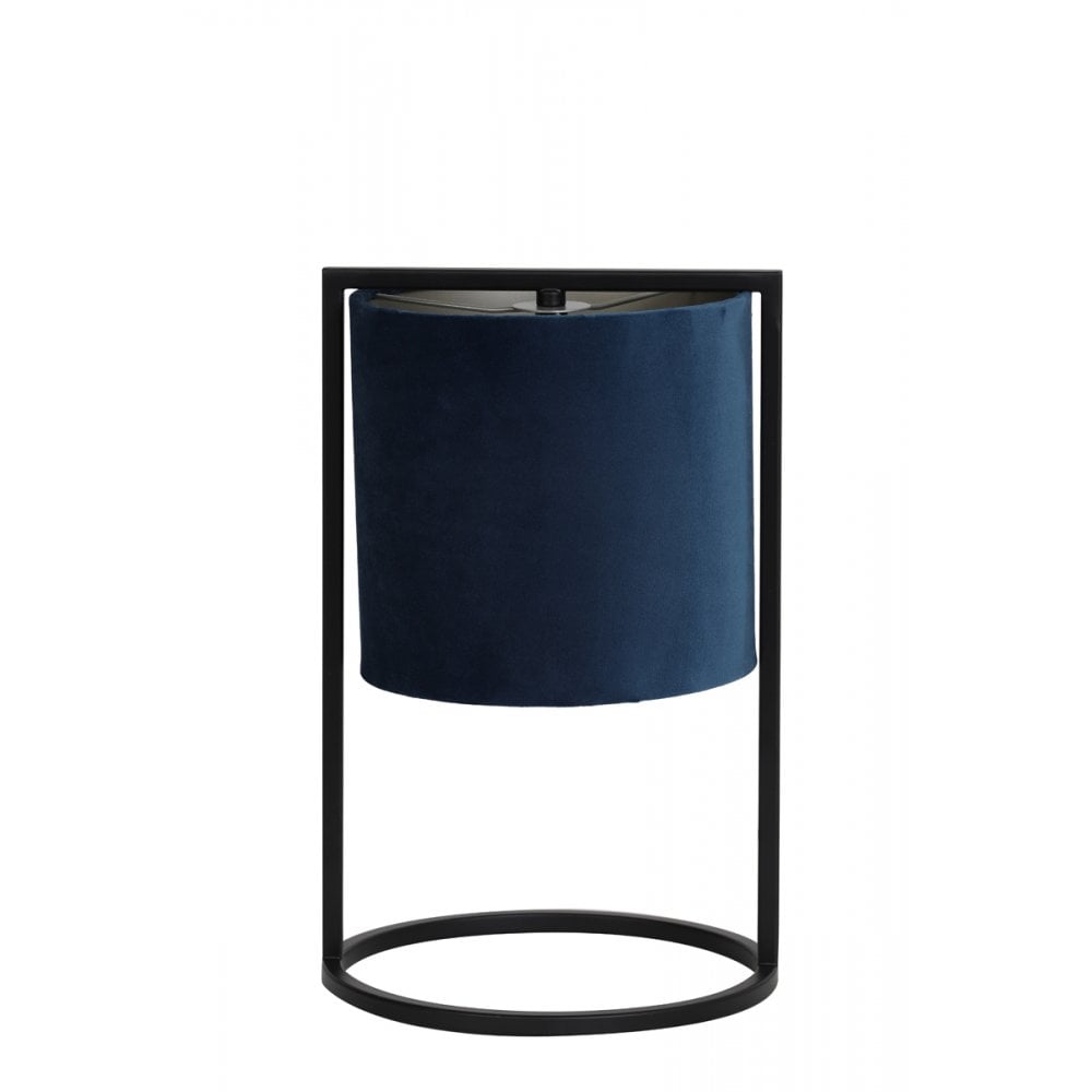 Table Lamp 22x35cm Santos Matt Black and Shade Petrol Blue