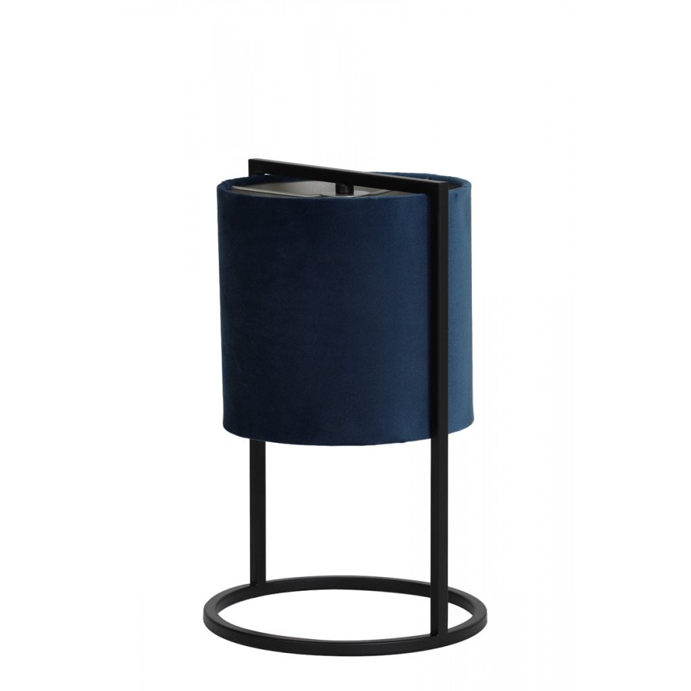 Table Lamp 22x35cm Santos Matt Black and Shade Petrol Blue