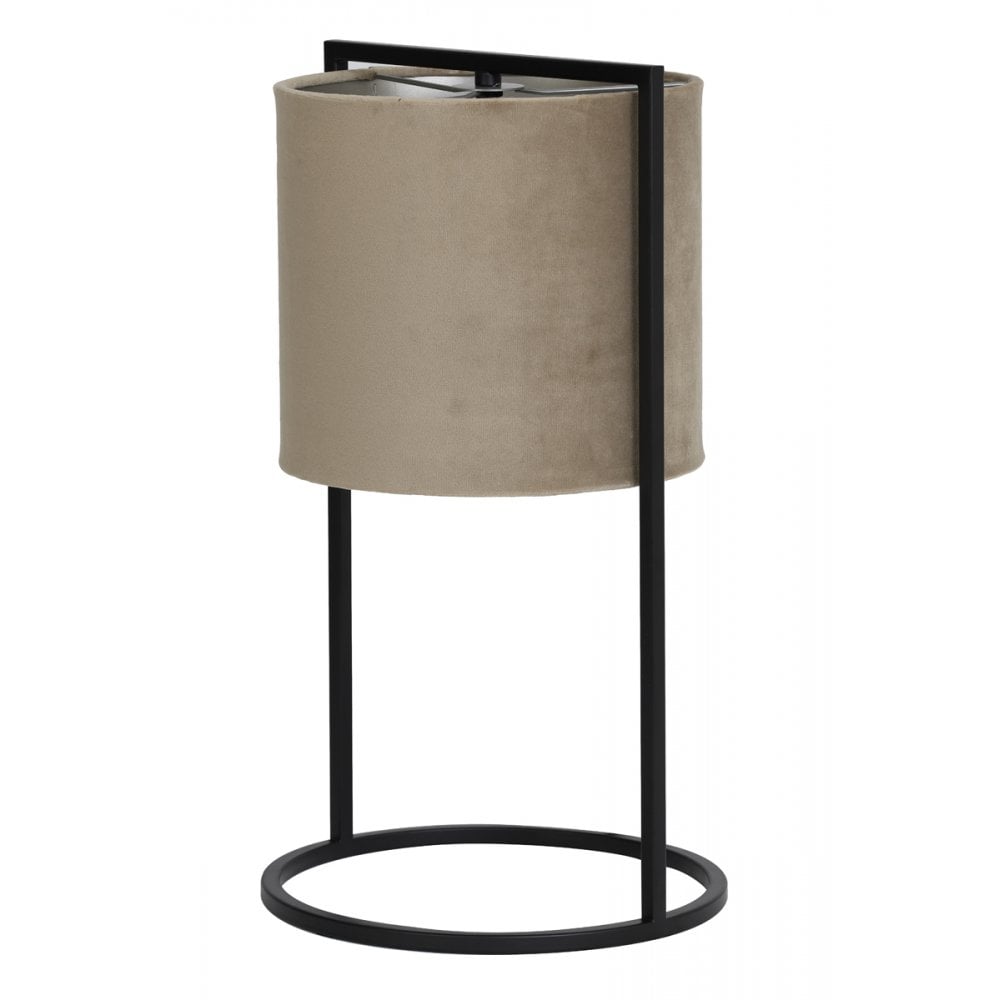 Table Lamp 25x45cm Santos Matt Black and Shade Light Brown