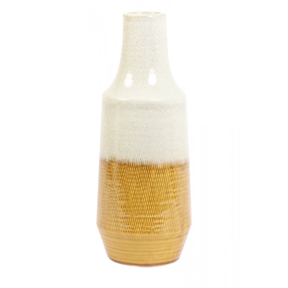 Vase Deco 15x39.5cm - Frasca Ceramics Creme and Ocher Yellow