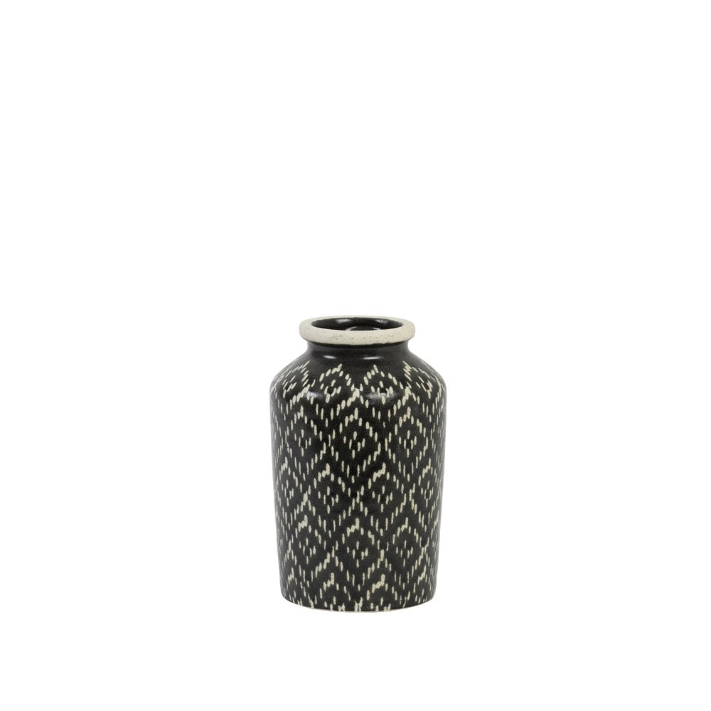 Vase Deco 12.5x20.5cm - Elbas Ceramics Black and White