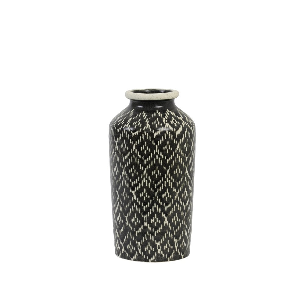 Vase Deco 14.5x28.5cm - Elbas Ceramics Black and White