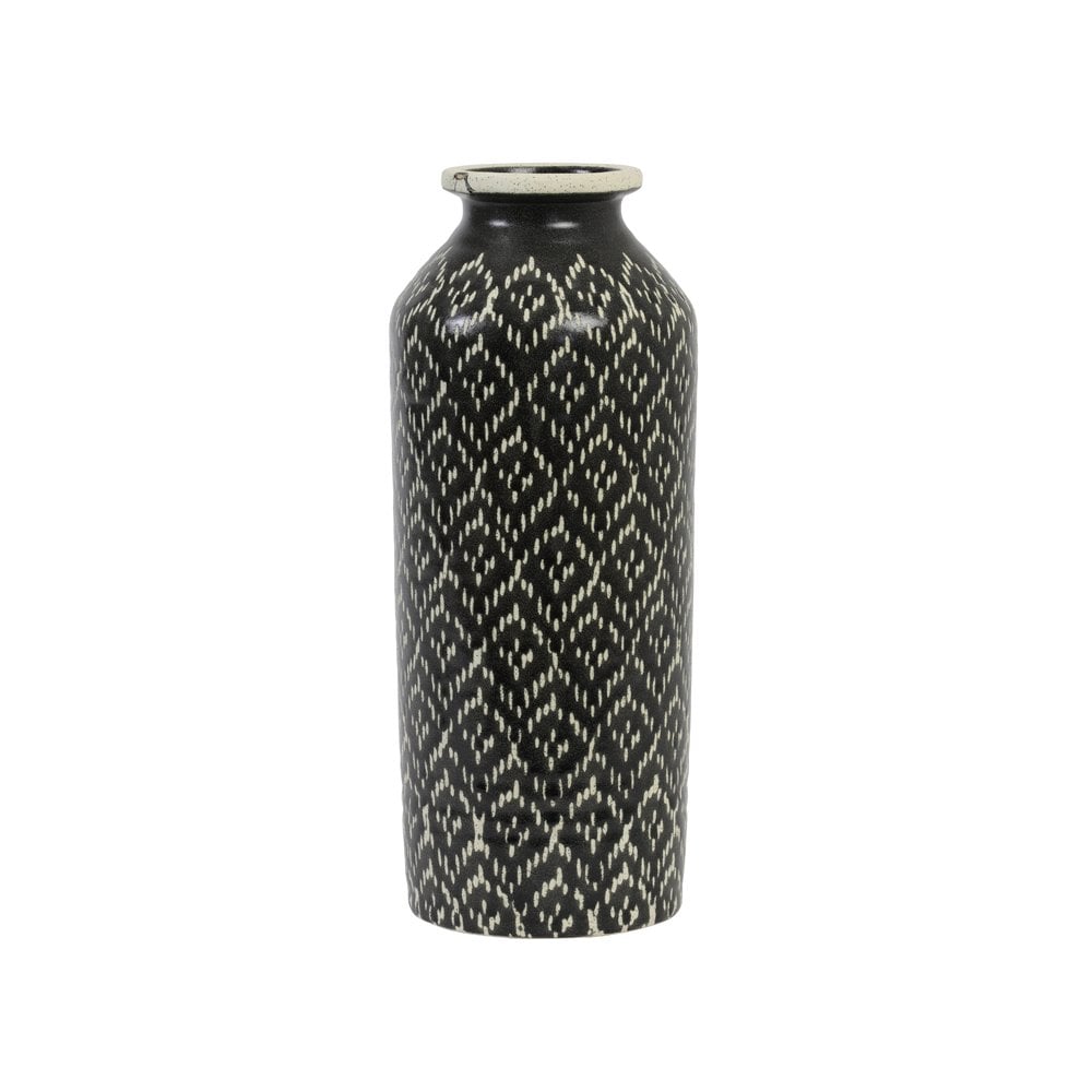 Vase Deco 14.5x36cm - Elbas Ceramics Black and White