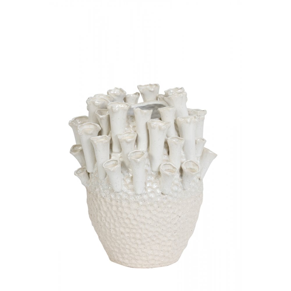 Vase Deco 27.5x27.5cm - Kyral Ceramics Creme and White