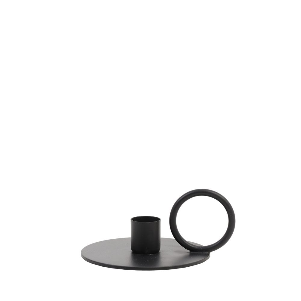 Candle Holder 12x5cm Oekaza Matt Black