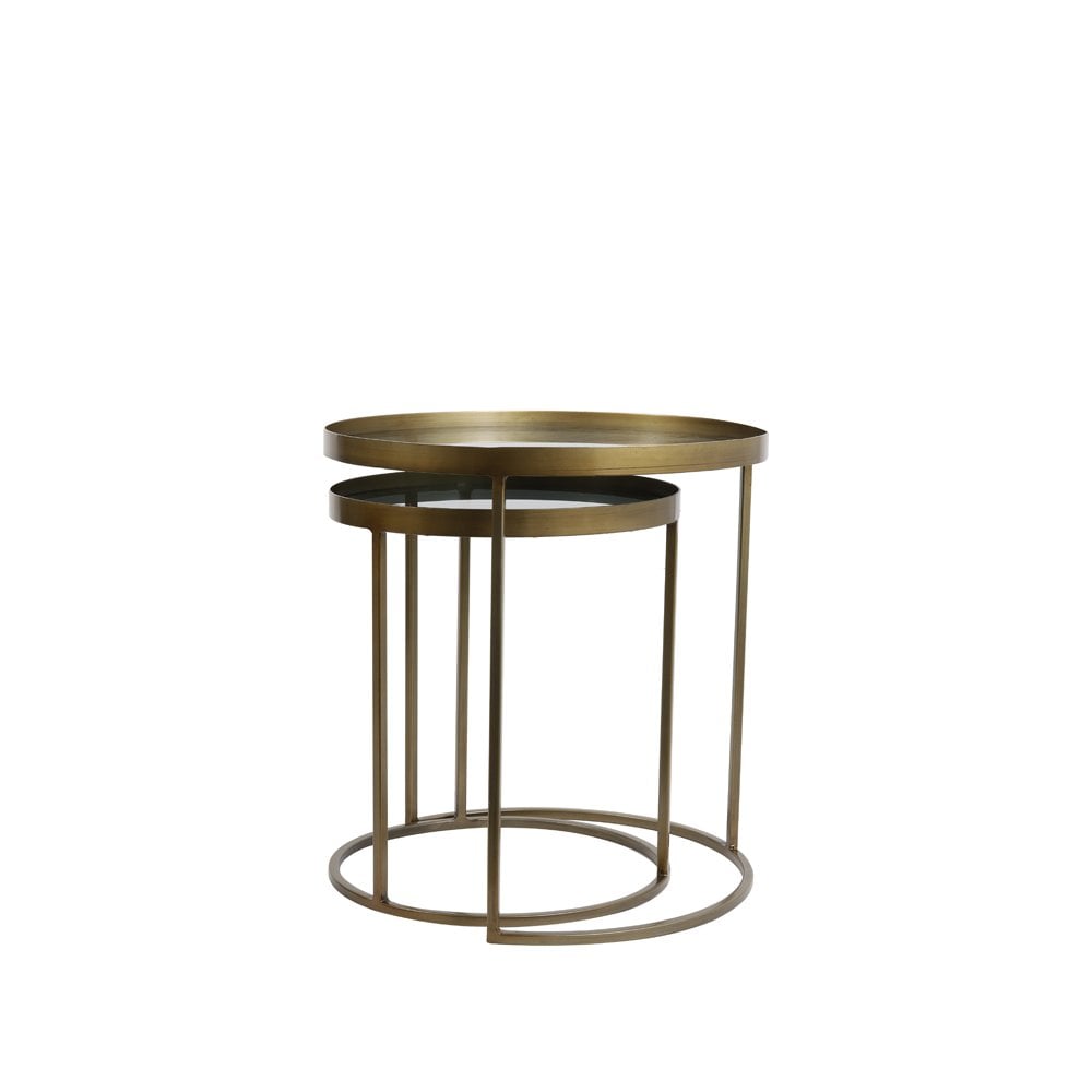 Side Table 2 Set 40x45 and 50x52cm Talek Glass Smokexant Bronze