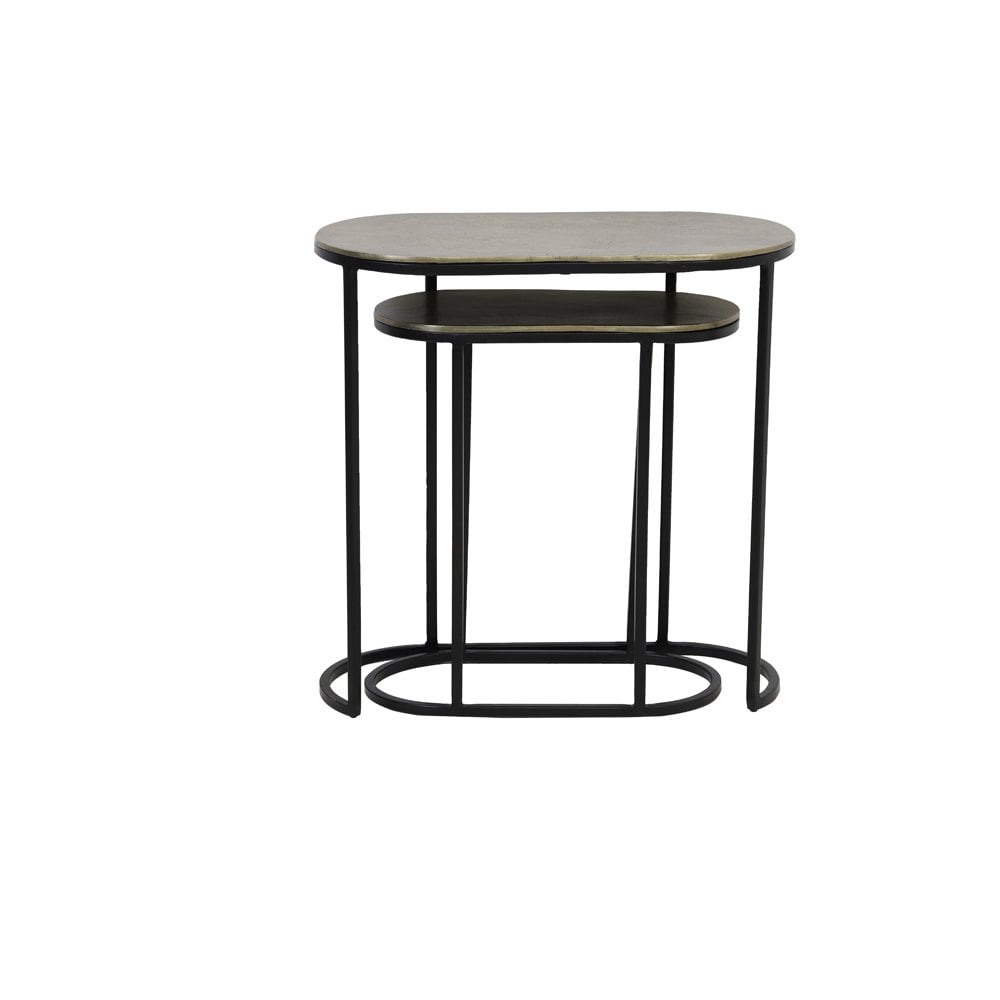 Side Table 2 Set Max 53x26x53cm Bocov Antique Bronzexblack