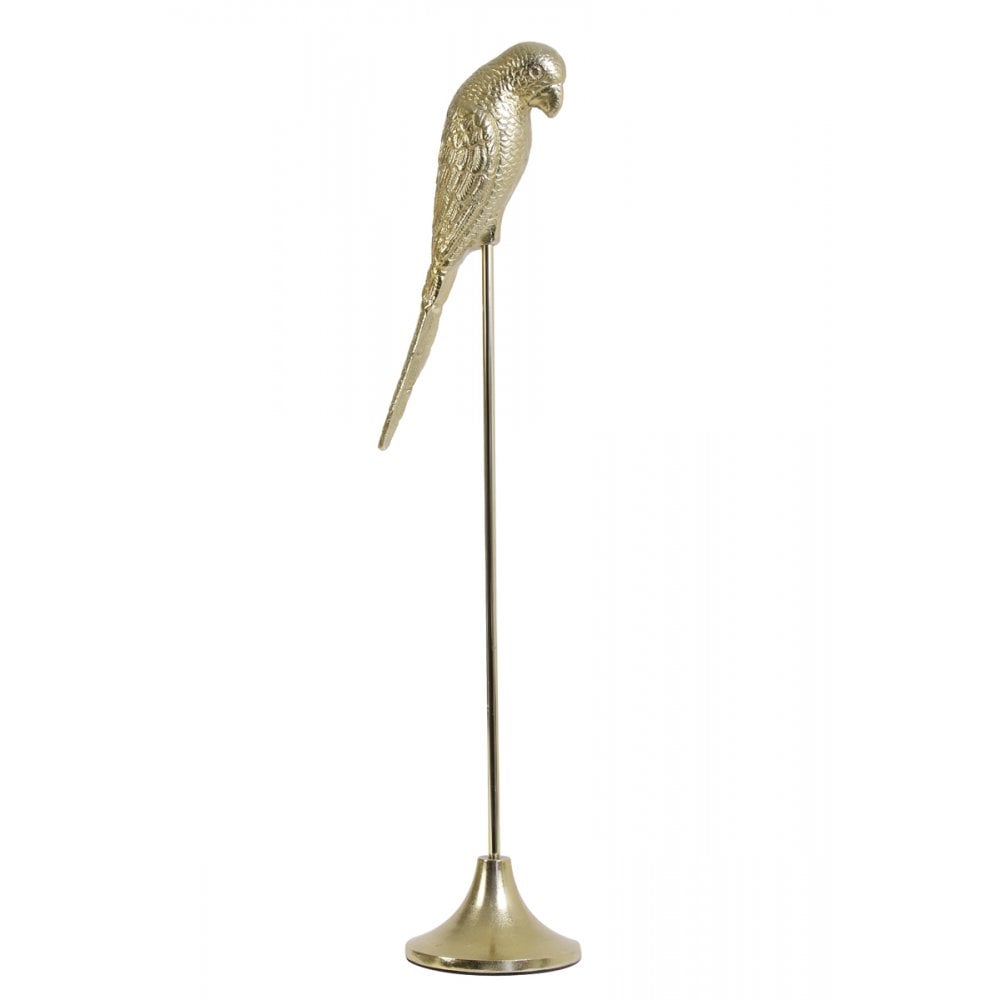 Ornament On Base 24x17x86cm Parrot Shiny Gold