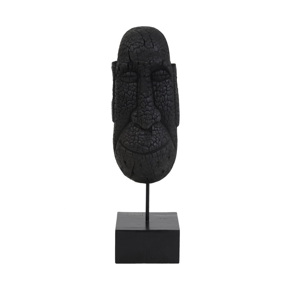 Ornament On Base 15x14x47.5cm Mask Wood Black