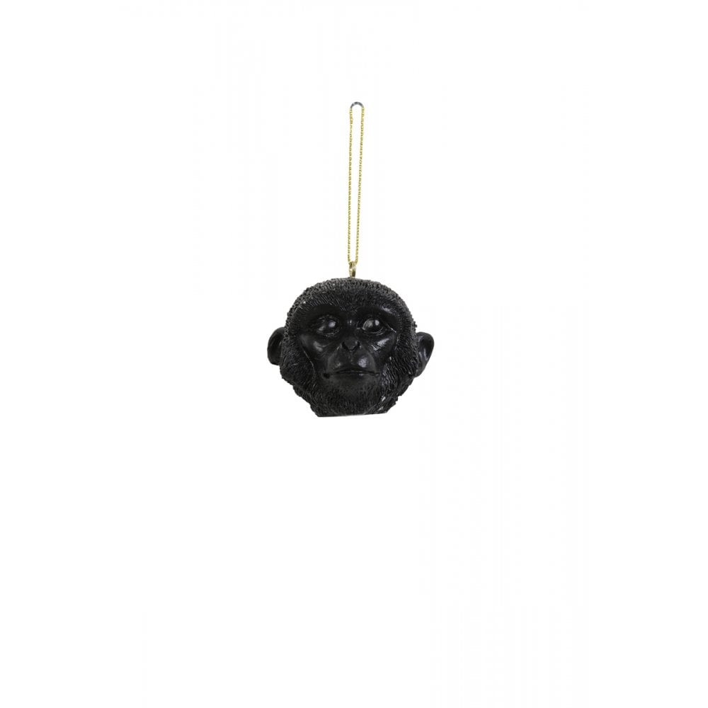 Ornament Hanging 6x6x6cm Monkey Matted Black