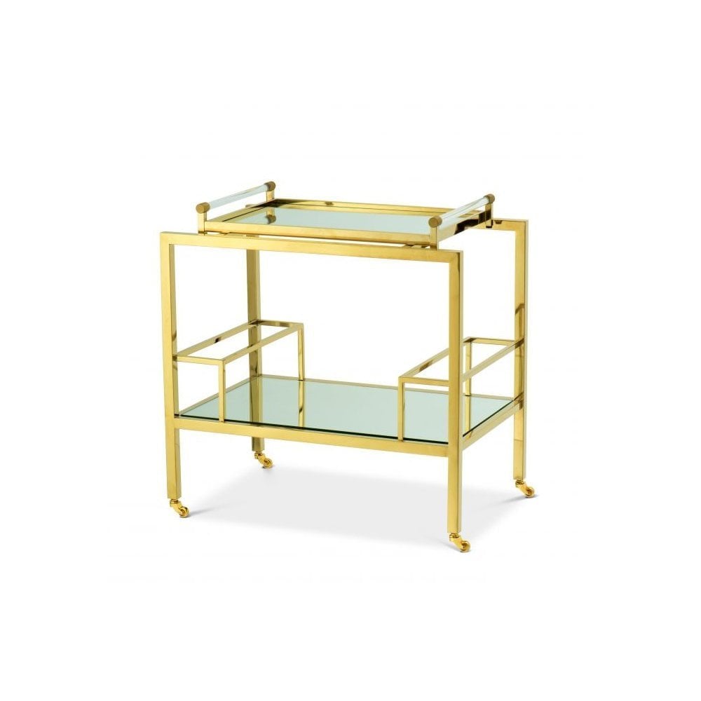 Trolley Majestic, Gold Finish, Mirror Glass