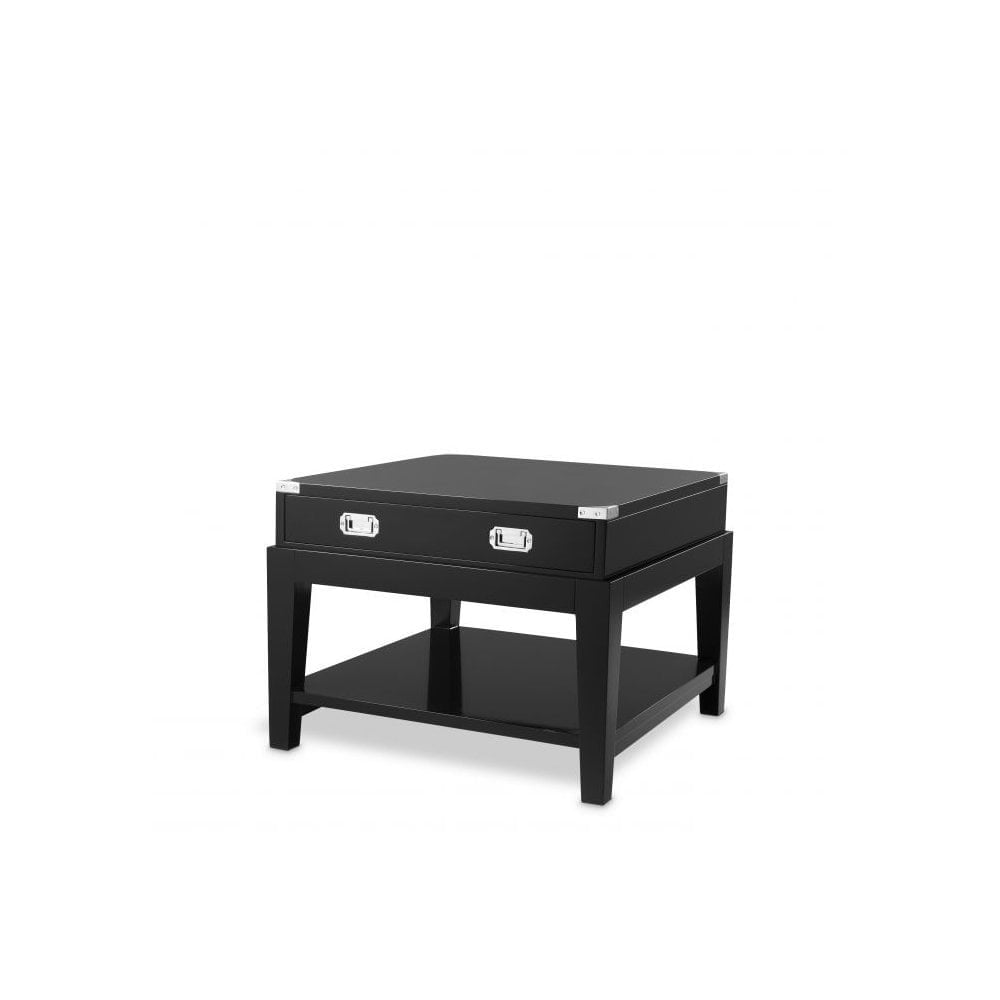 Side Table Military, Black Finish, Nickel Finish