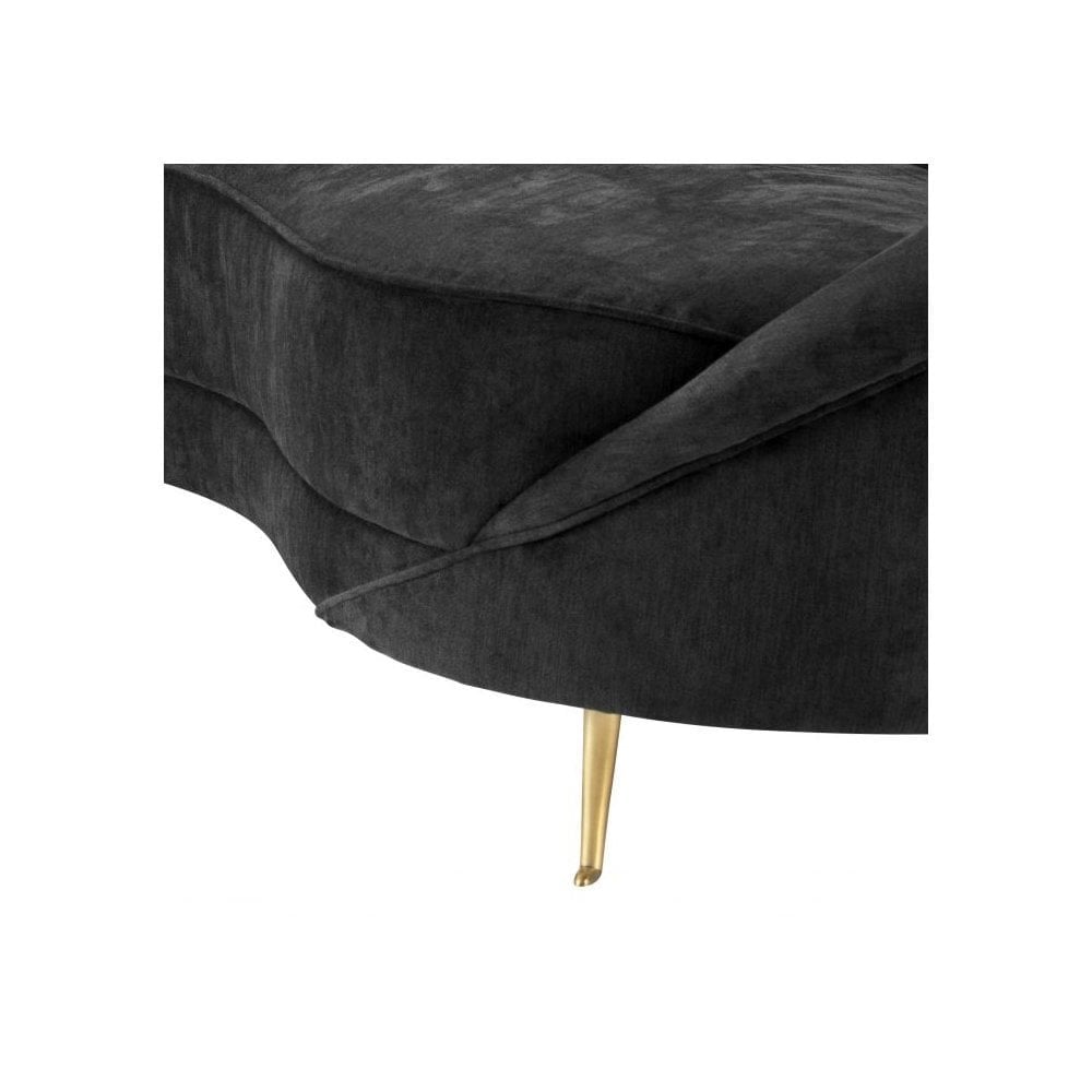 Sofa Provocateur, Black Velvet, Brass Legs