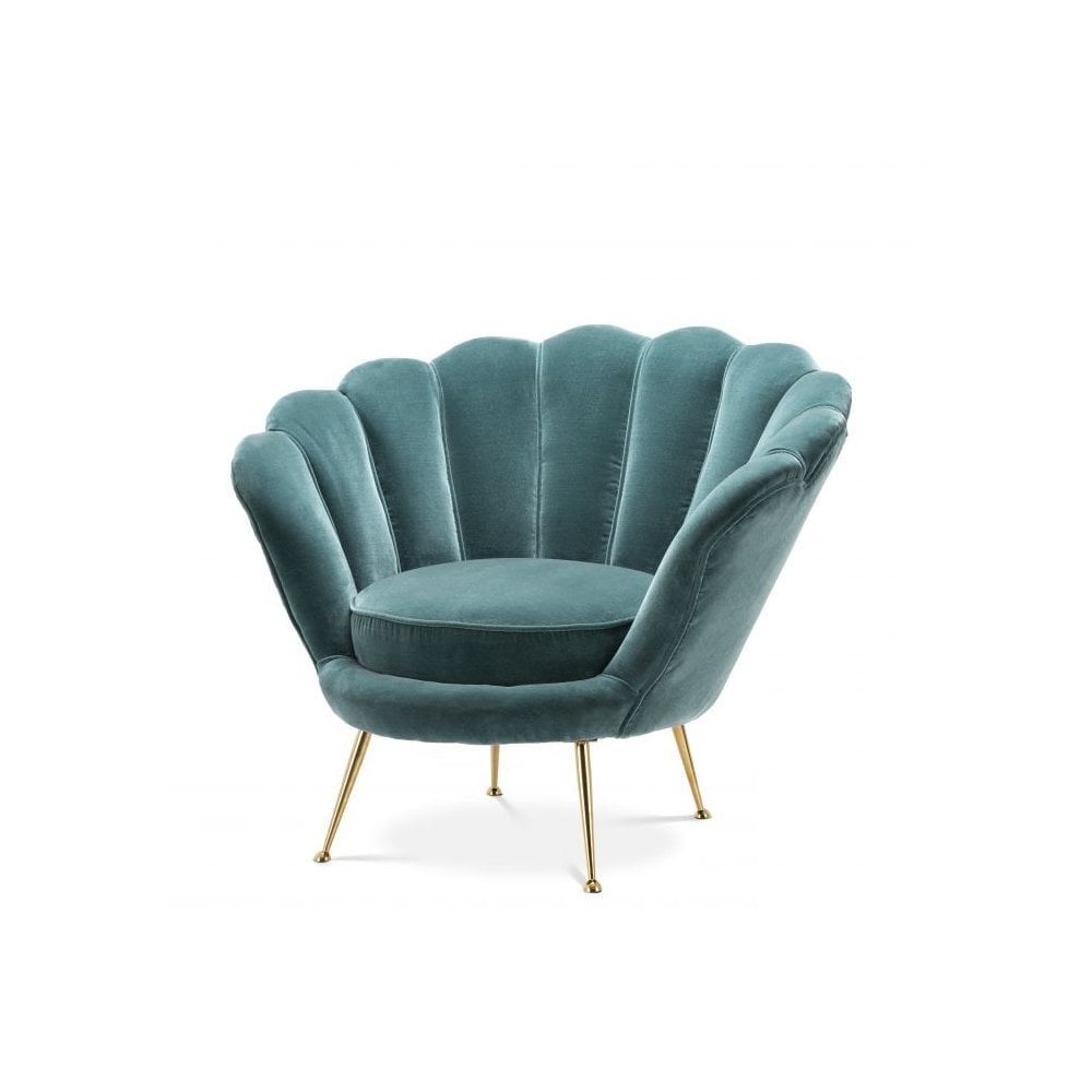 Chair Trapezium, Cameron Deep Turquoise, Brass Legs