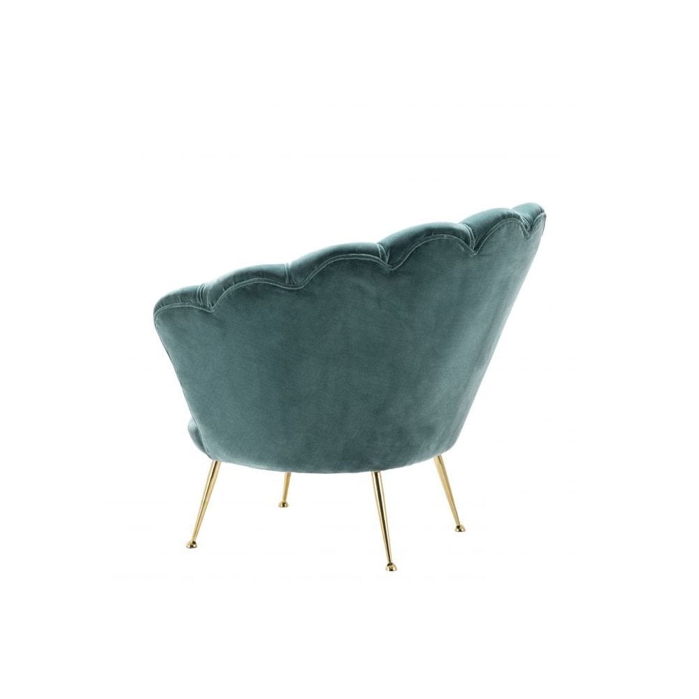 Chair Trapezium, Cameron Deep Turquoise, Brass Legs