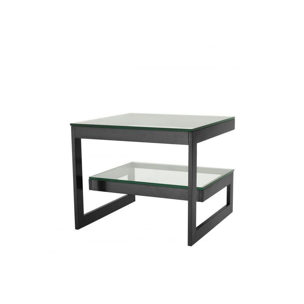 Side Table Gamma, Bronze Finish, Clear Glass