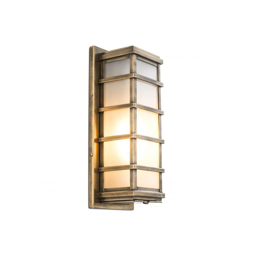 Wall Lamp Welby, Antique Brass Finish, Frosted Glass