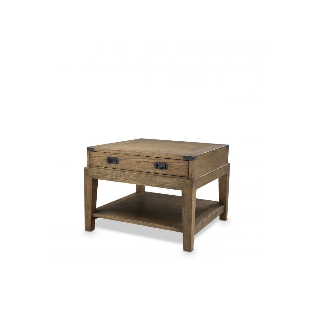 Side Table Military, Smoked Oak, Gunmetal Hardware