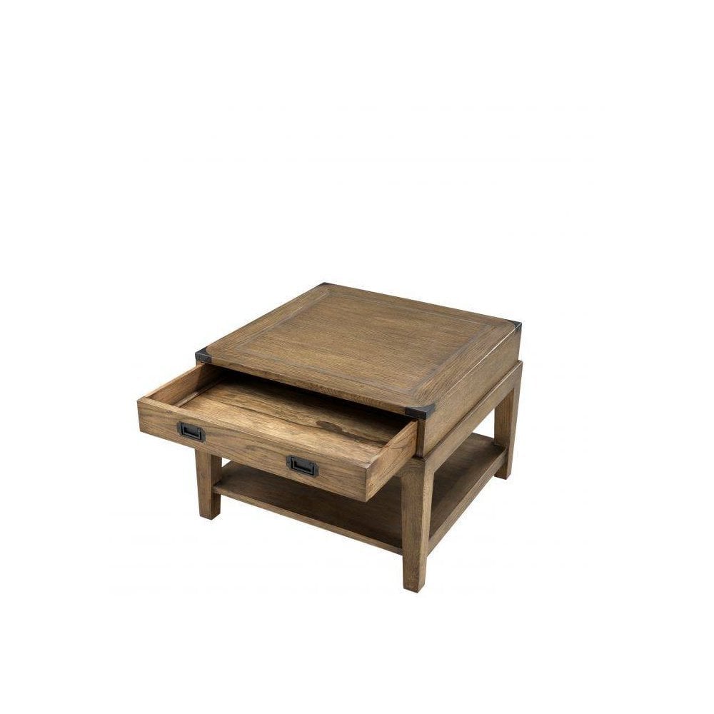 Side Table Military, Smoked Oak, Gunmetal Hardware