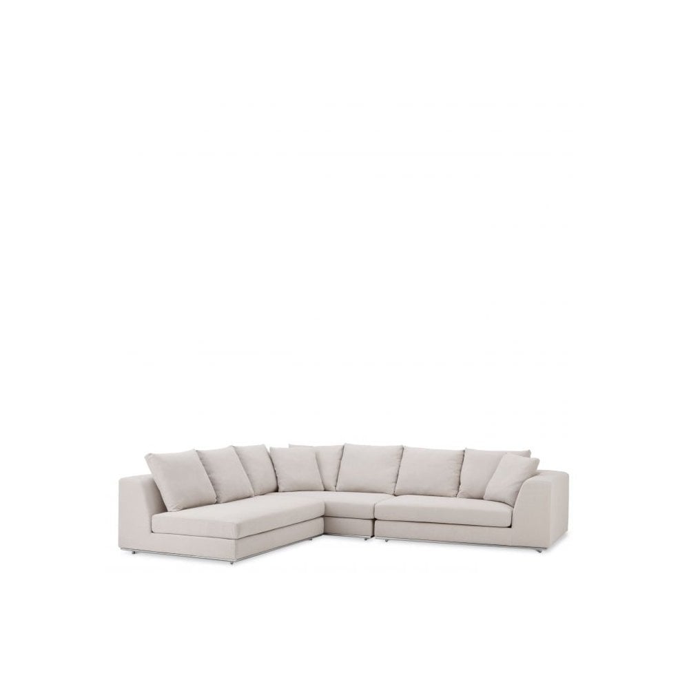 Sofa Richard Gere, Panama Natural, Polished Stainless Steel Base