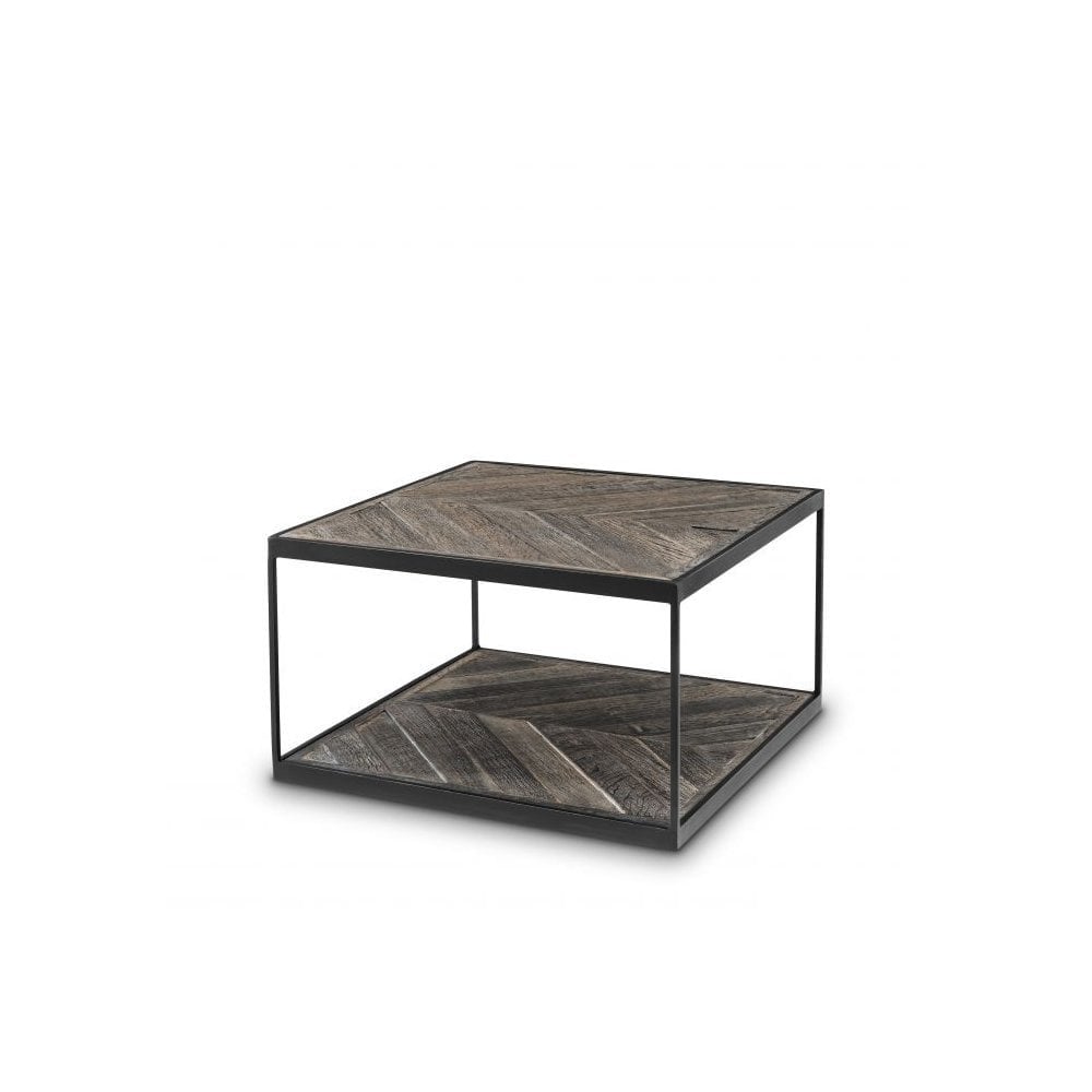 Side Table La Varenne, Zinc Finish, Weathered Oak