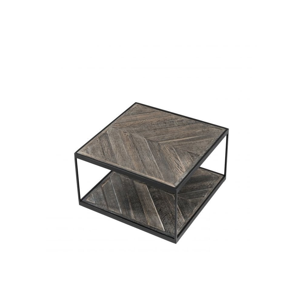 Side Table La Varenne, Zinc Finish, Weathered Oak