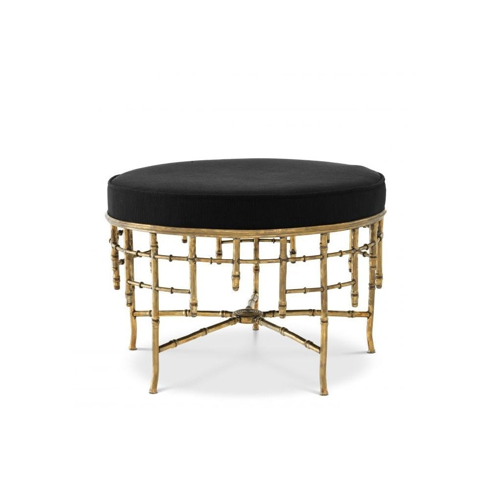 Stool Alessia L, Vintage Brass Finish, Albin Black