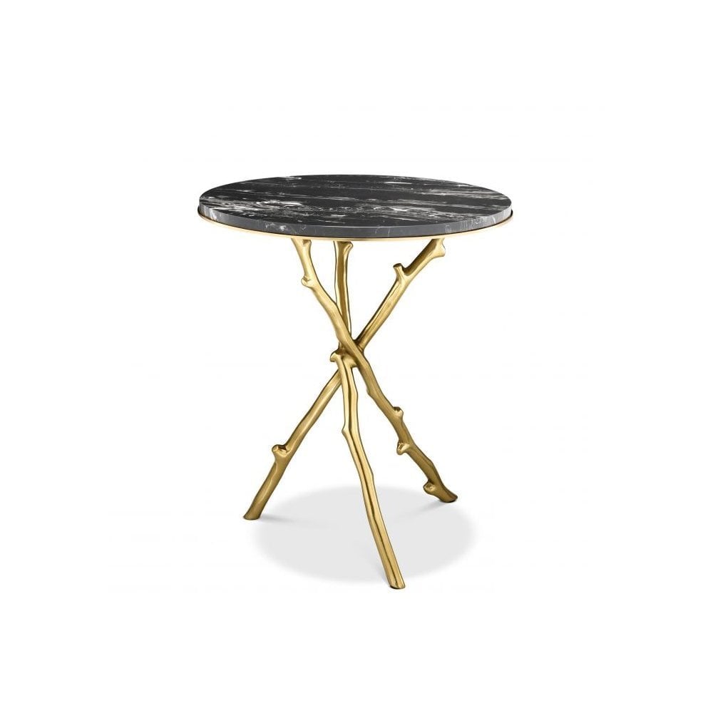 Side Table Westchester, Gold Finish, Portoro Marble