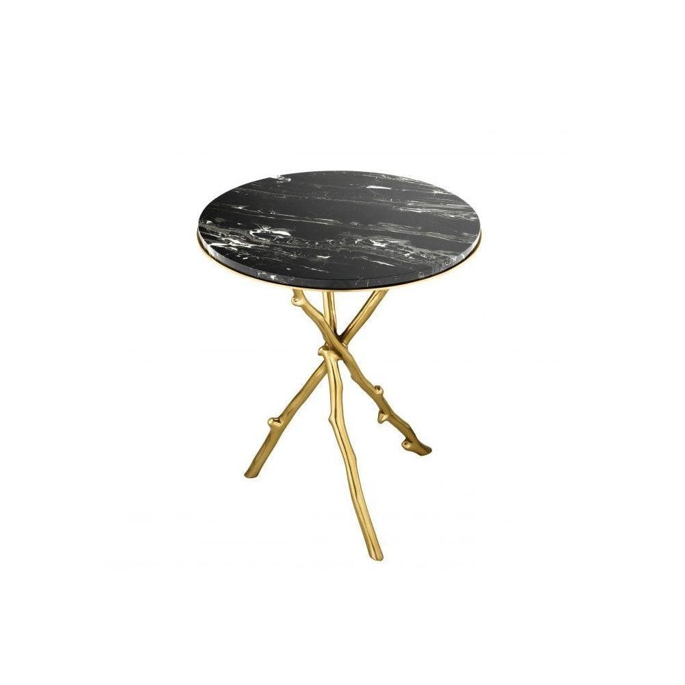 Side Table Westchester, Gold Finish, Portoro Marble