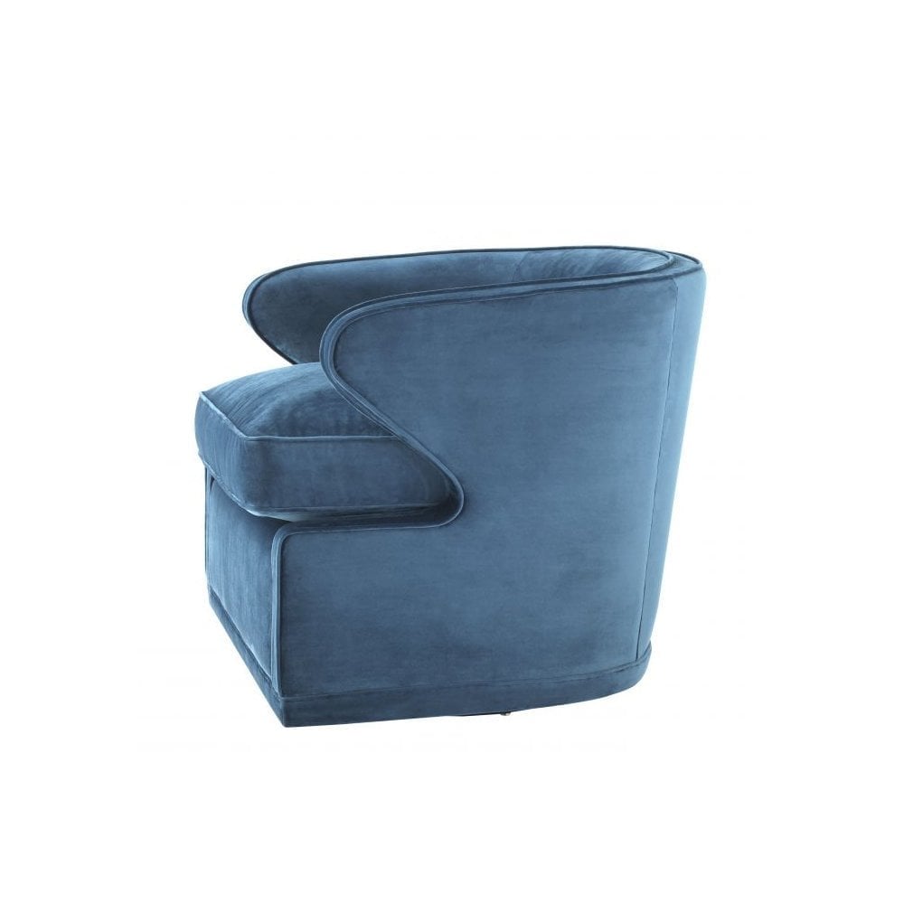 Chair Dorset, Roche Blue Velvet, Swivel Base
