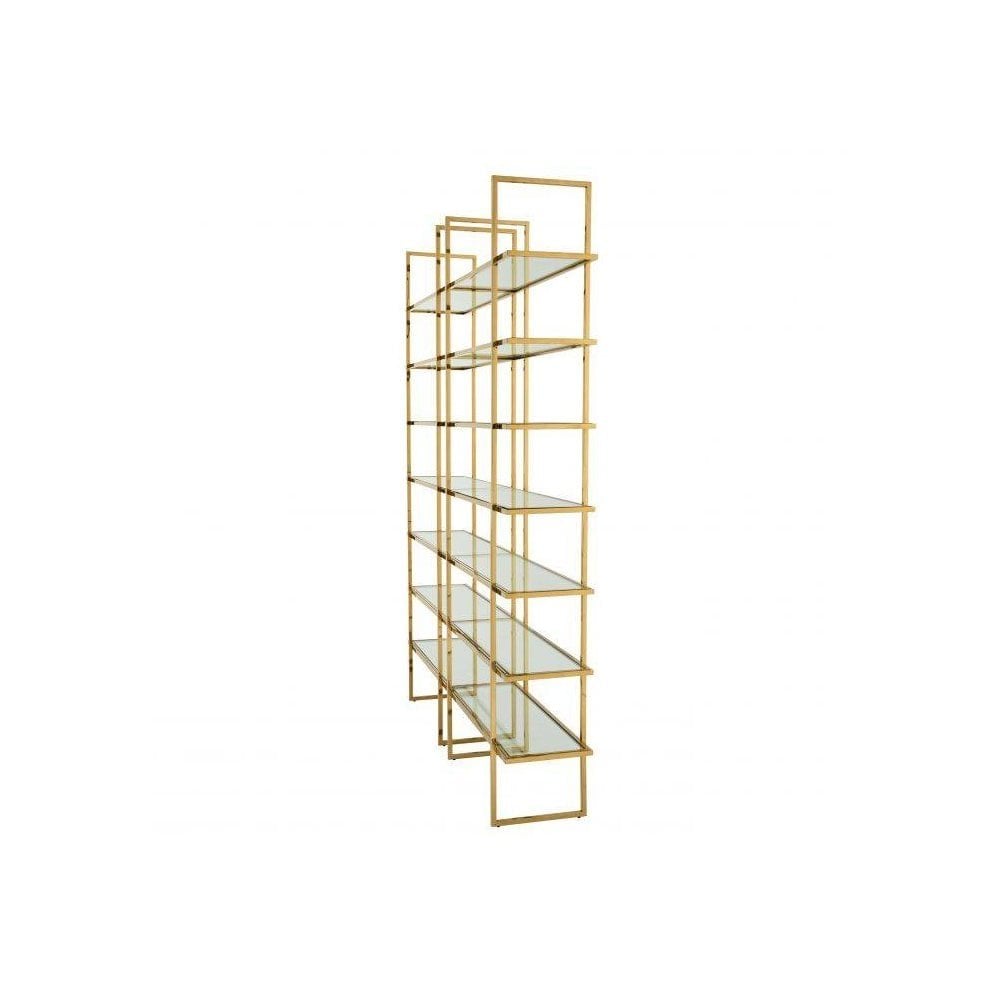 Cabinet Chambray Double, Gold Finish, Clear Glass