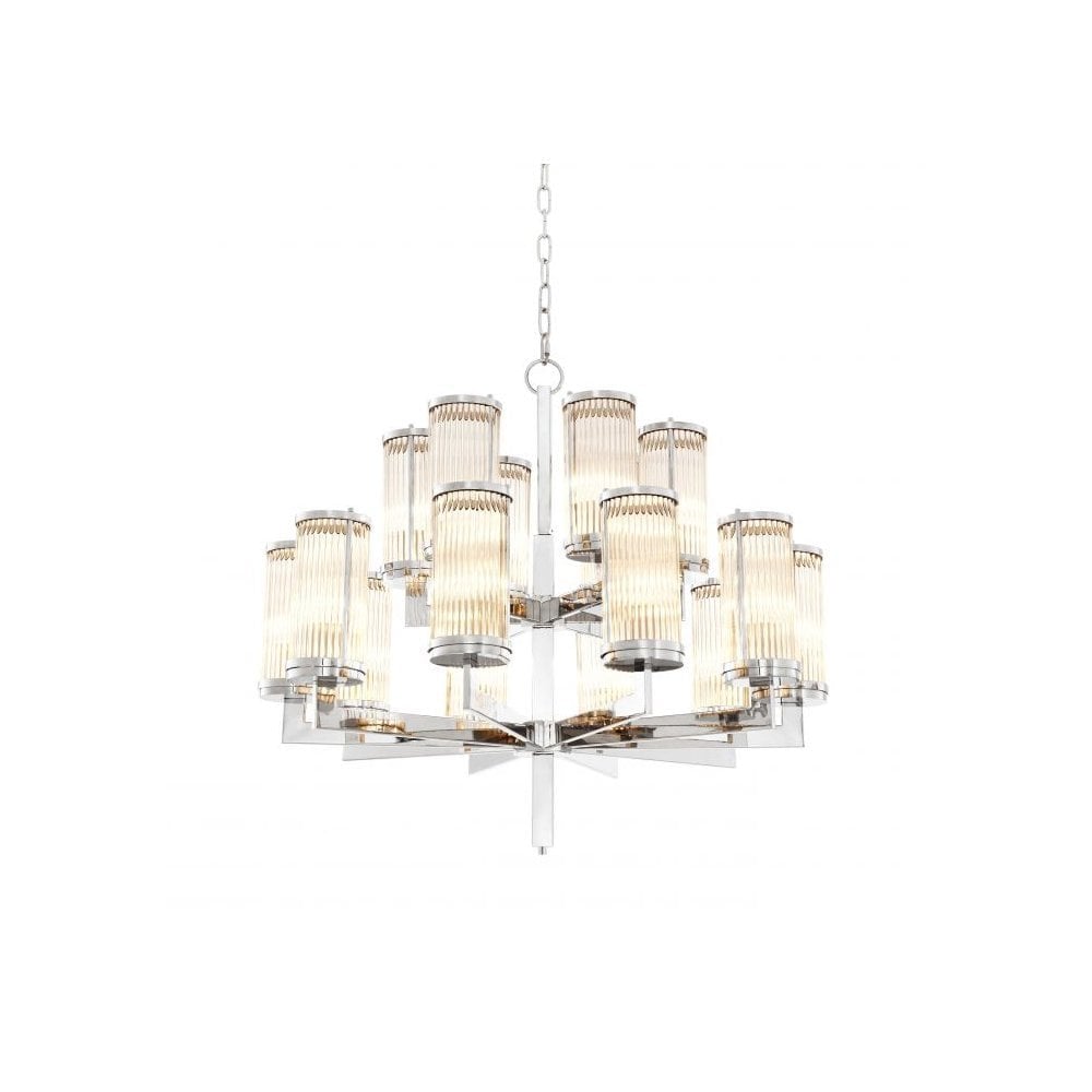 Chandelier Claridges, Nickel Finish, Clear Glass