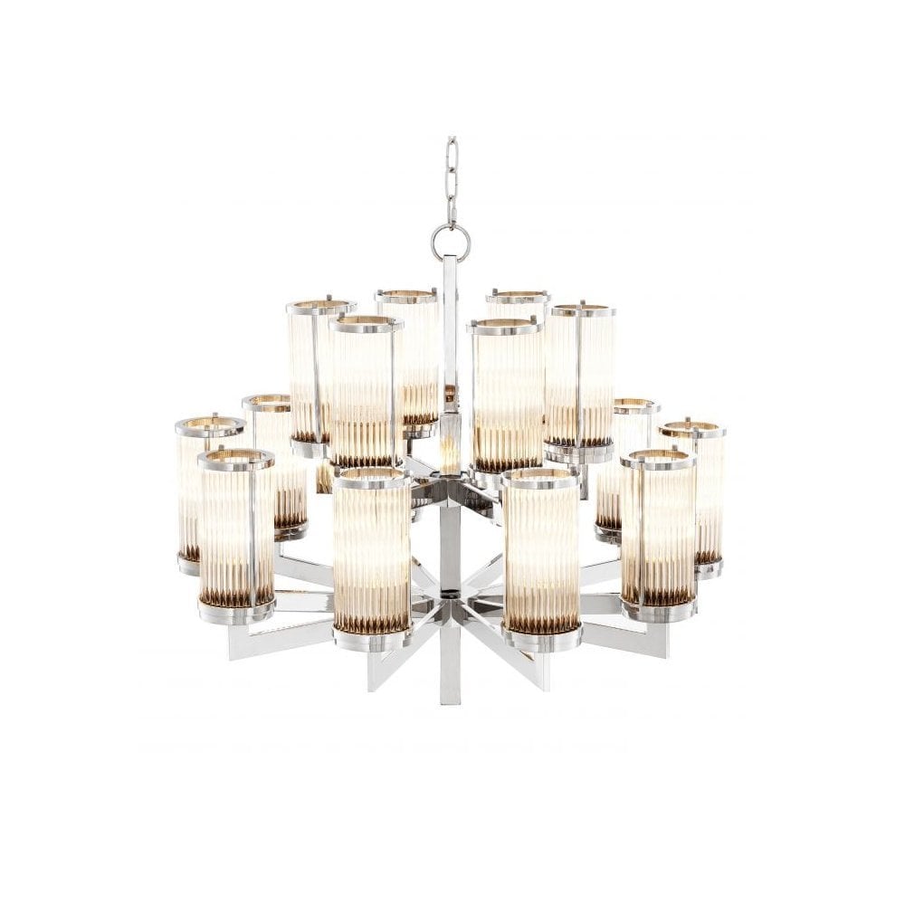 Chandelier Claridges, Nickel Finish, Clear Glass