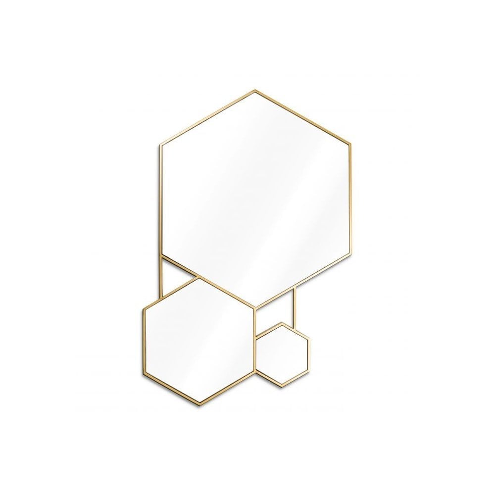 Mirror Hexa, Gold Finish