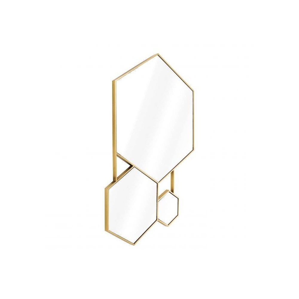 Mirror Hexa, Gold Finish