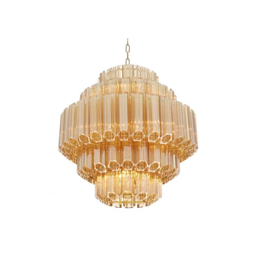 Chandelier Vittoria S, Gold Glass, Gold Finish