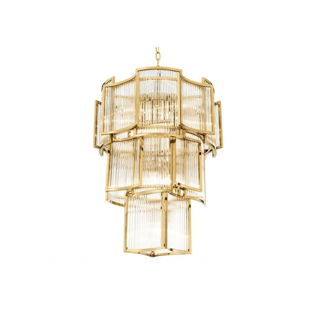 Chandelier Jet Set, Gold Finish, Clear Glass