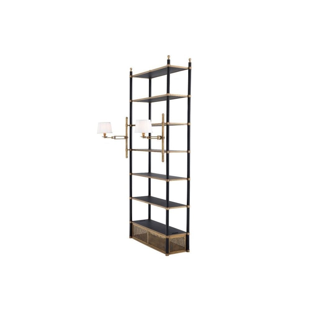 Cabinet Sterling with lights, Vintage Brass Finish, Black Finish