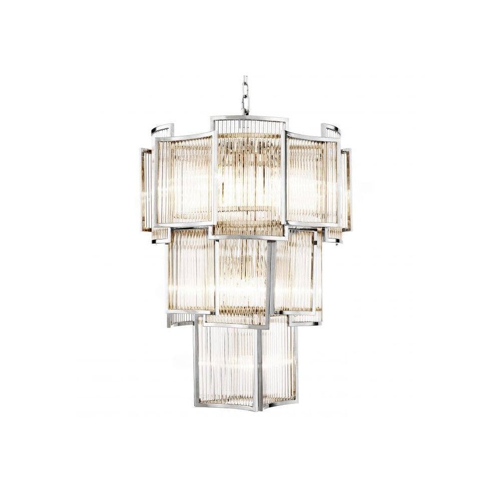 Chandelier Jet Set, Nickel Finish, Clear Glass