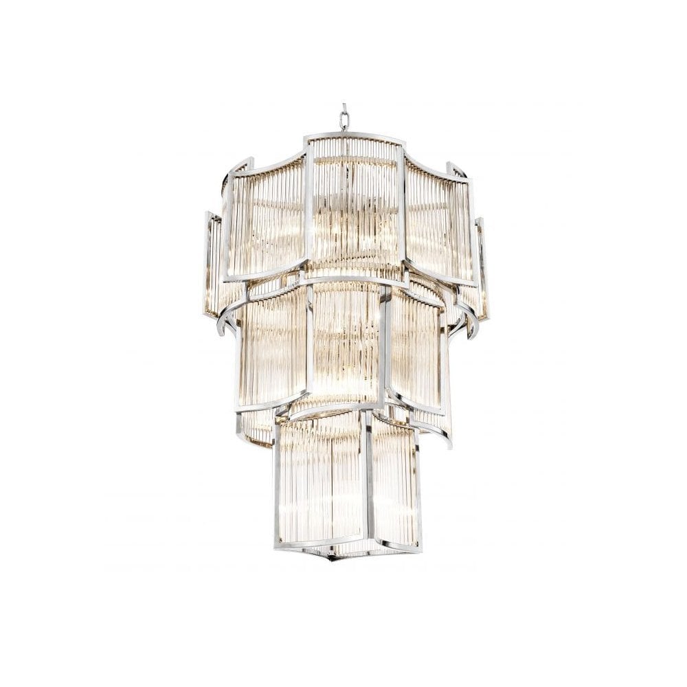 Chandelier Jet Set, Nickel Finish, Clear Glass