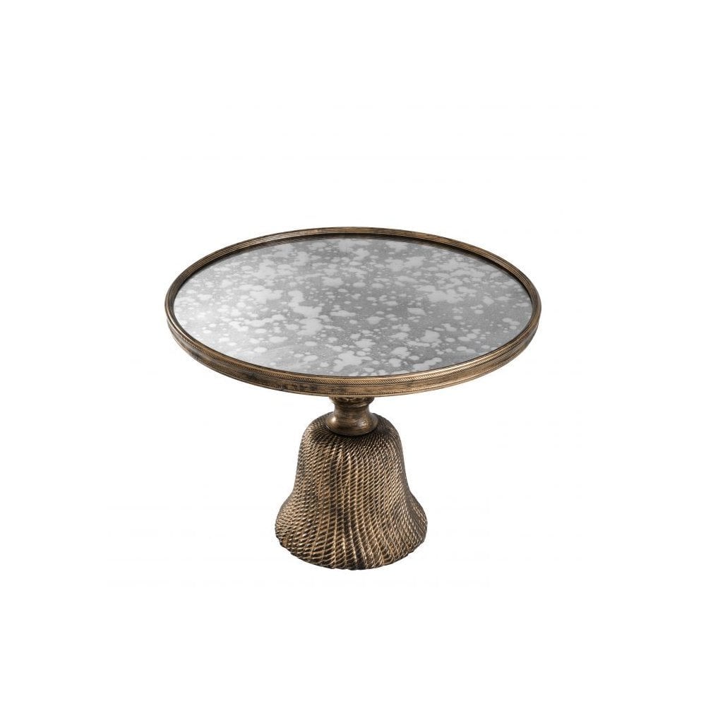 Side Table Fiocchi S, Antique Gold Finish, Antique Mirror Glass