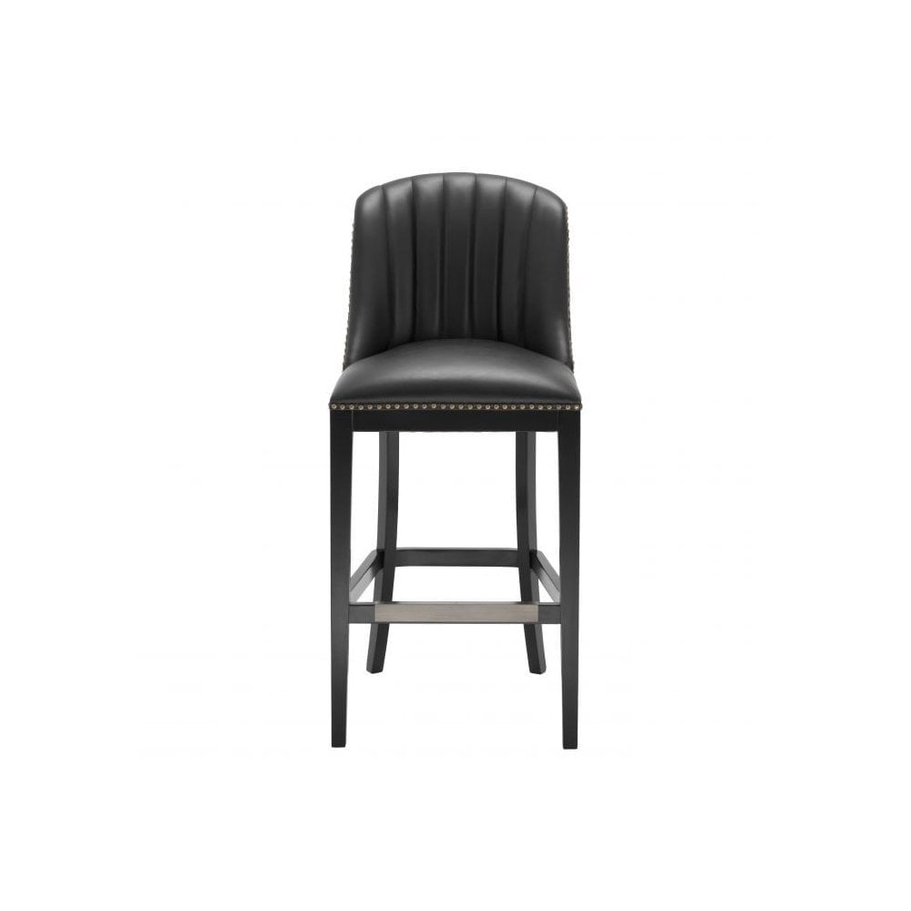 Bar Stool Balmore, Roche Black Velvet, Black Faux Leather